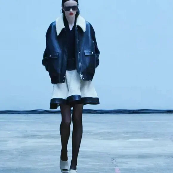 Khaite Hemmly Leatherpaneled Boucle Skirt - Picture 1 of 7